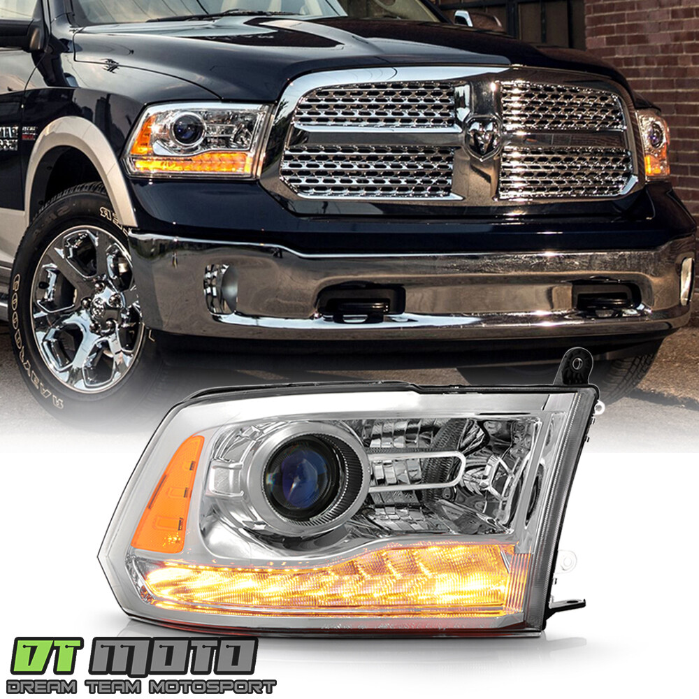 2016-2018 Ram 1500 w/Chrome Trim LED DRL Projector Headlight Headlamp-Passenger