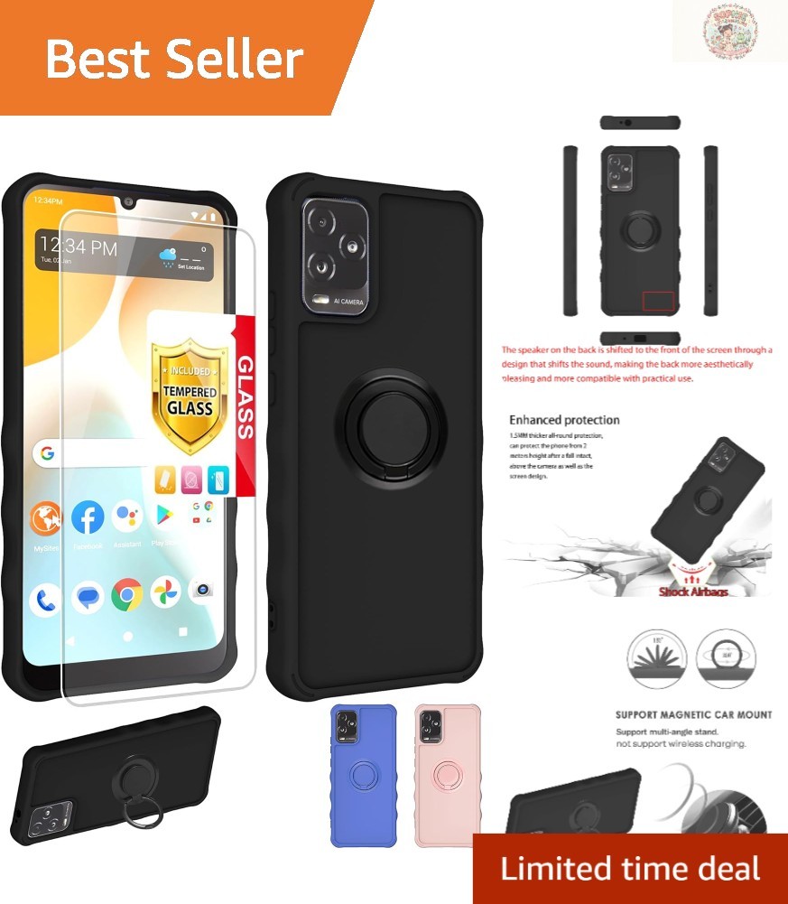 Elegant BLU View 5 Pro Case with 360 Ring, Tempered Glass & 2MM Protection