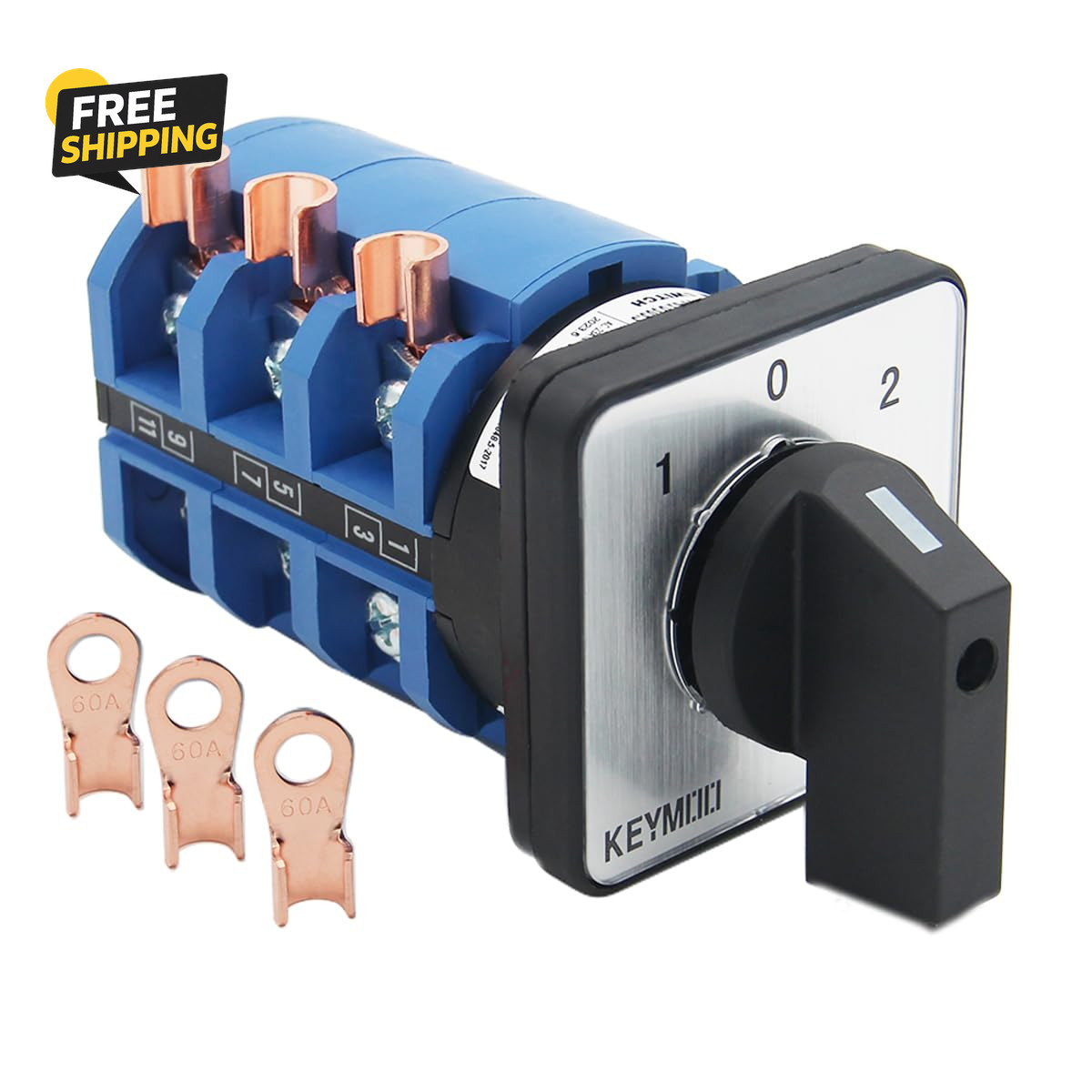 63A Rotary Changeover Switch 3 Position 3 Phase 660V Cam Switch 12 Terminal