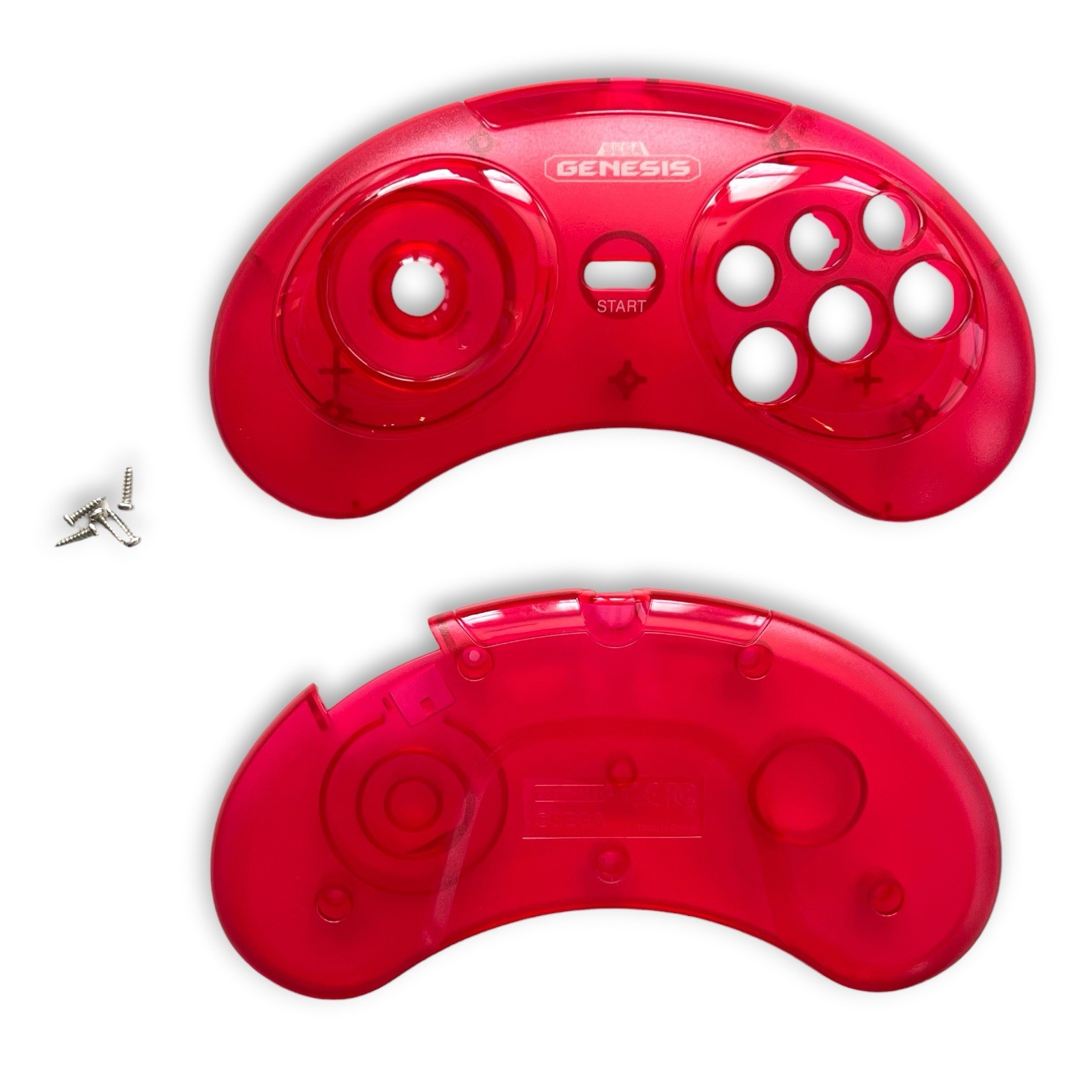 Clear Red Sega Genesis Controller Shell 6 Button Replacement Housing MK-1653