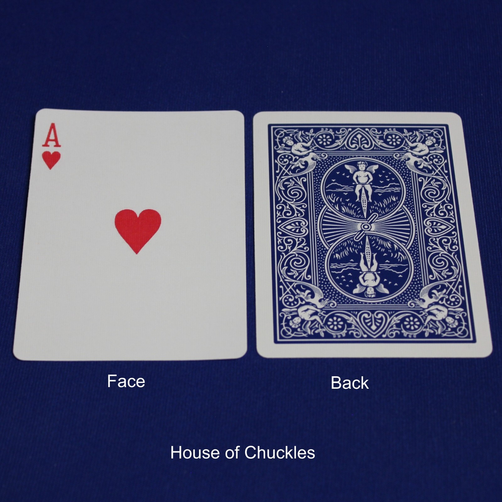 Ace of Hearts, Missing corner Pip, Bicycle Printed Gaff Card, Blue