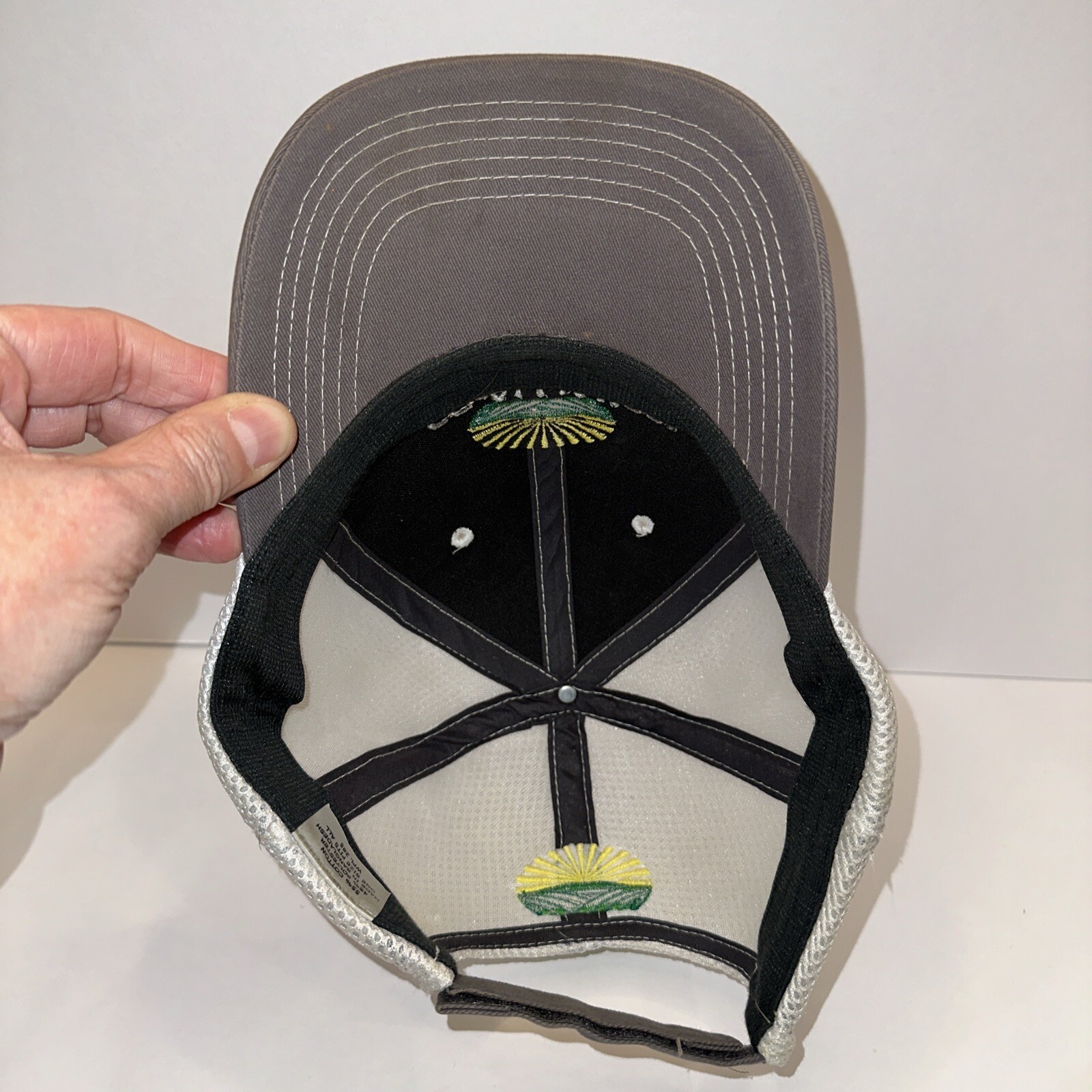 Co-Alliance Logo Gray Hat Cap w Green Yellow Bill White Mesh Hook Loop Unbranded