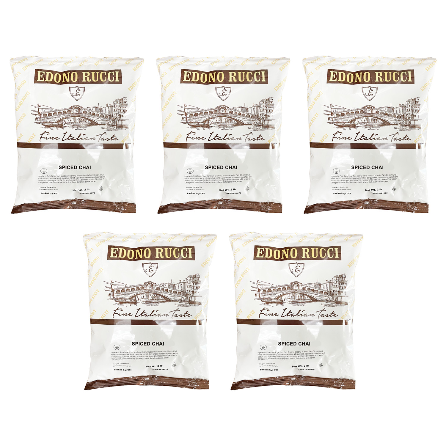 EDONO RUCCI SPICED CHAI TEA LATTE POWDER MIX 5 X 2 LB BAGS 10 LBS
