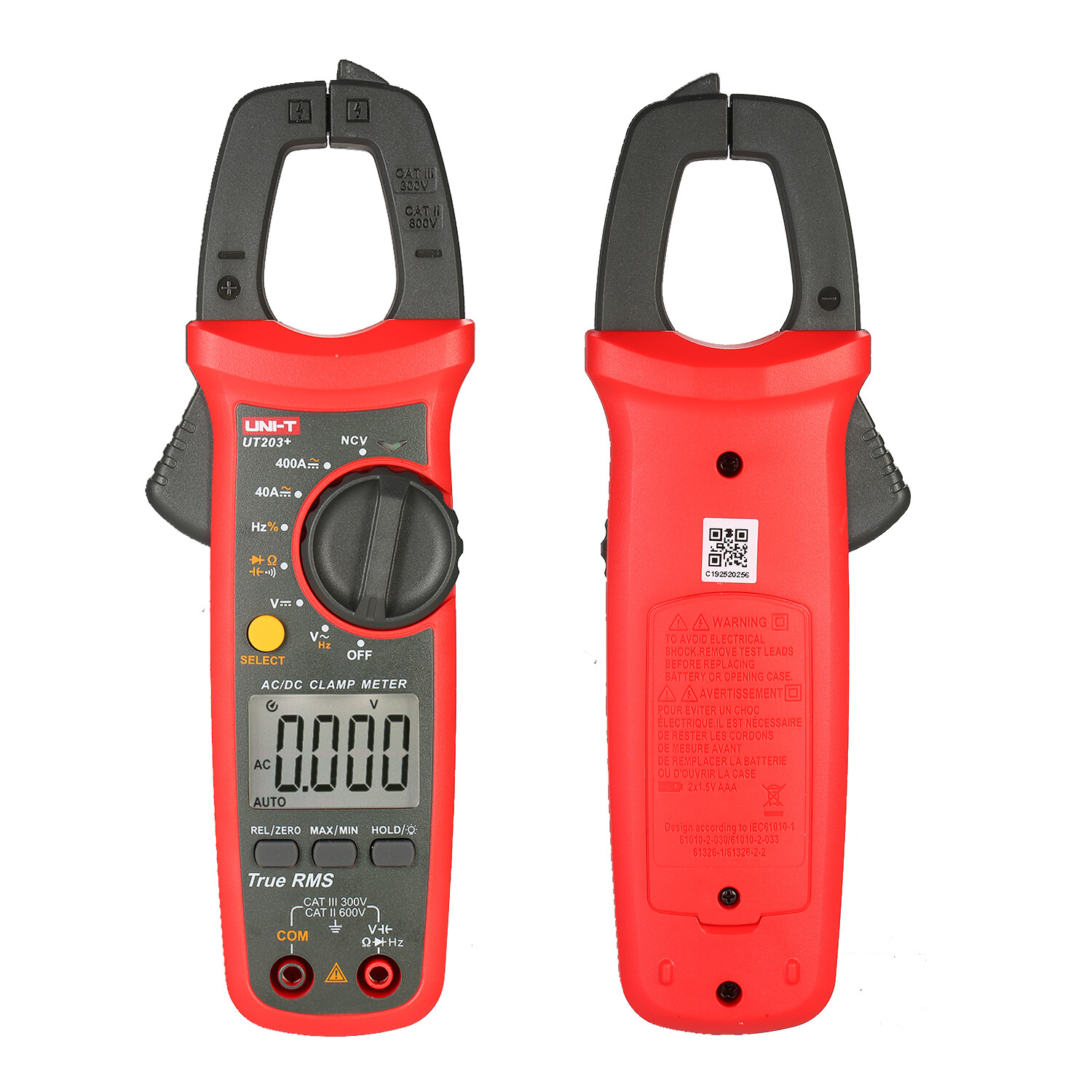 UNI-T UT203 Digital Clamp meter Auto Range DMM 400A Ohm AC DC Volt Amp Data hold