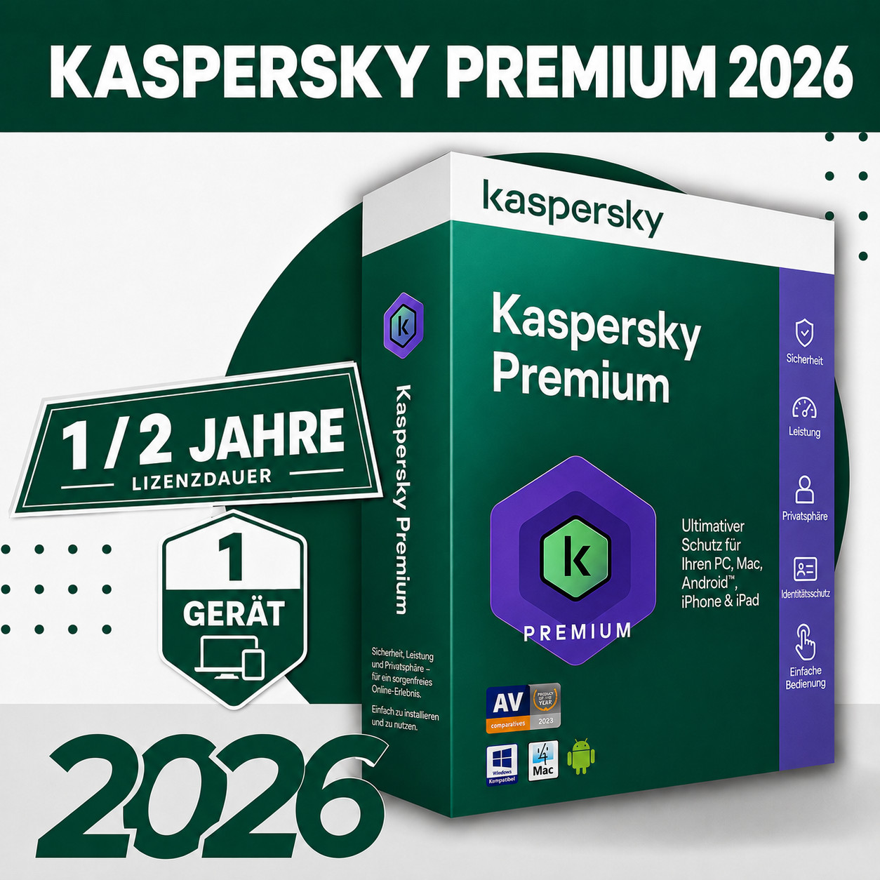 K Premium 2026 | for Windows - Key Fast by Email - 1 Device / 1, 2 Year