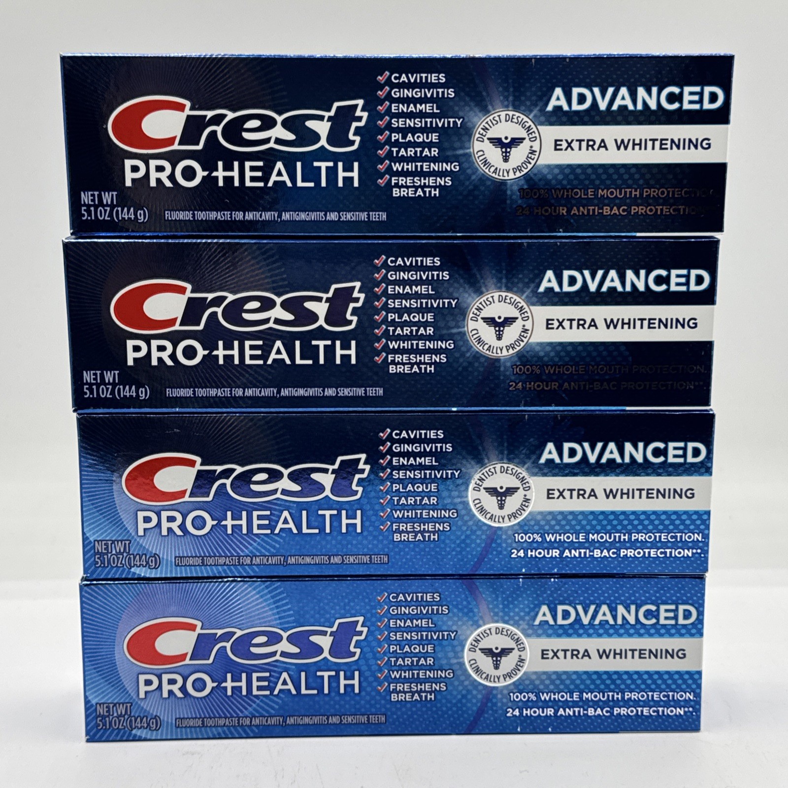 Crest Pro-Health Advanced Extra Whitening Toothpaste 5.1oz-Pack of 4 New Sealed