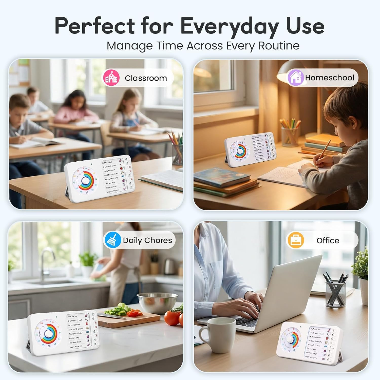 2-In-1 Visual Timer ADHD with Task Board, To-Do List, Checklist | Dry Erase Chor