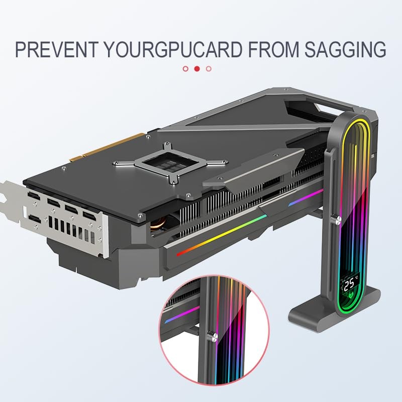 ARGB GPU Support Bracket, Universal GPU Bracket with Temperature Display, Gra...