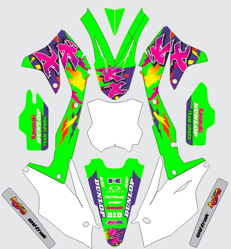 Graphic Kit for 2016 2017 2018 Kawasaki KXF450 KX450f KX 450f Decals Old School