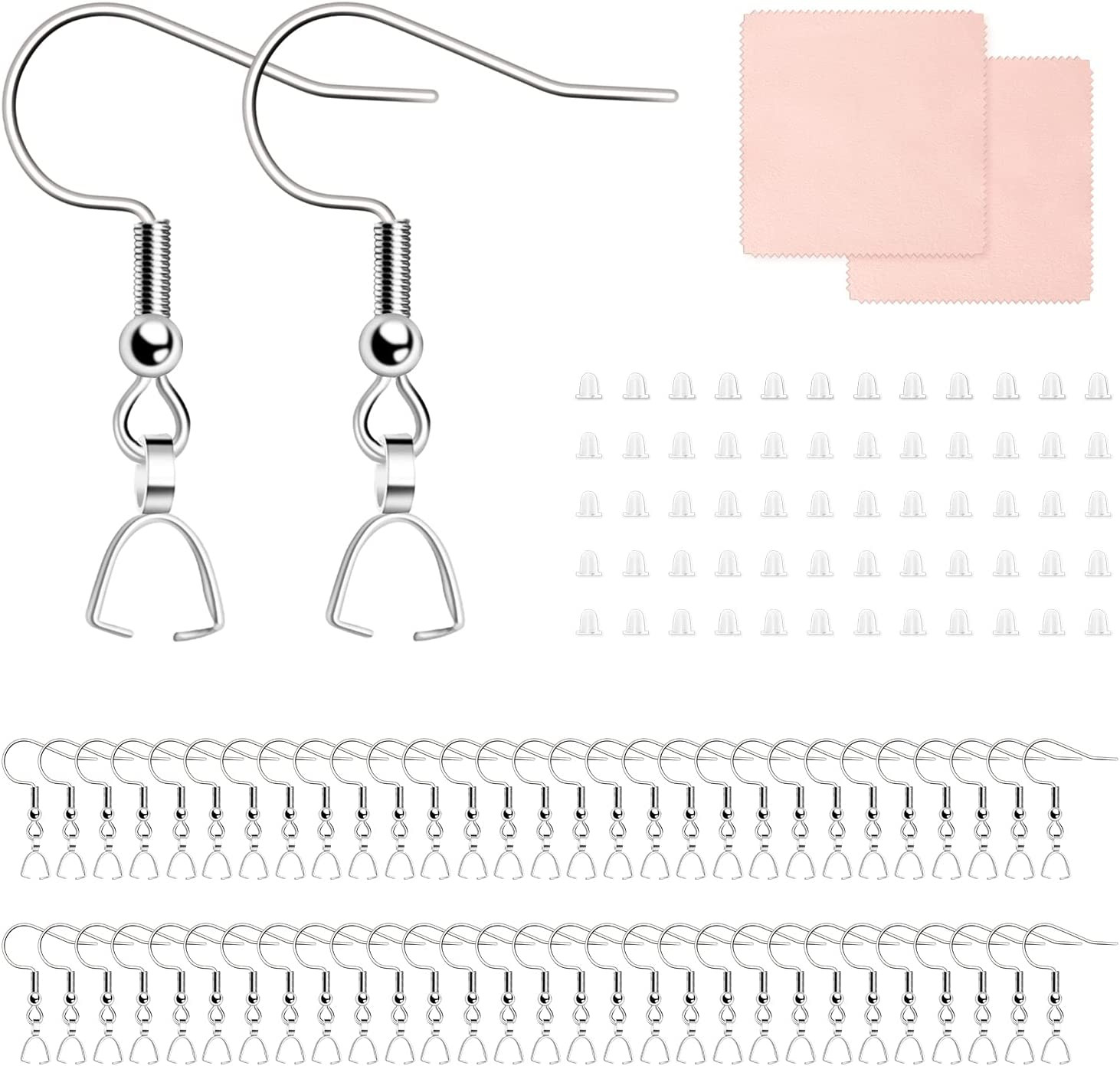 Stainless Steel Hypoallergenic Earring Hooks, 100 Pieces Earring Making Kit