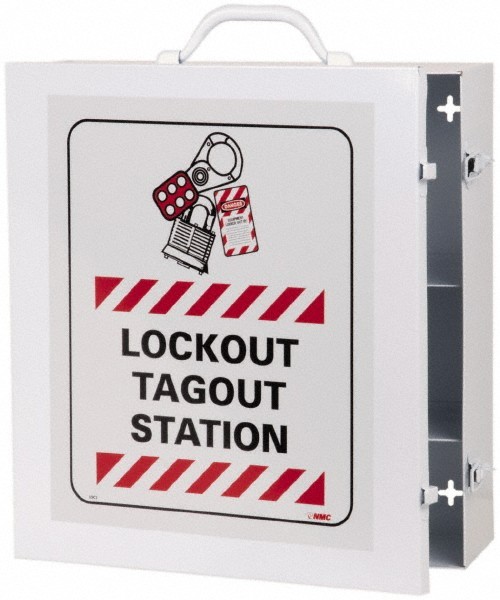 NMC Empty Steel Lockout Cabinet 15" Wide x 16" High x 5-1/2" Deep, White
