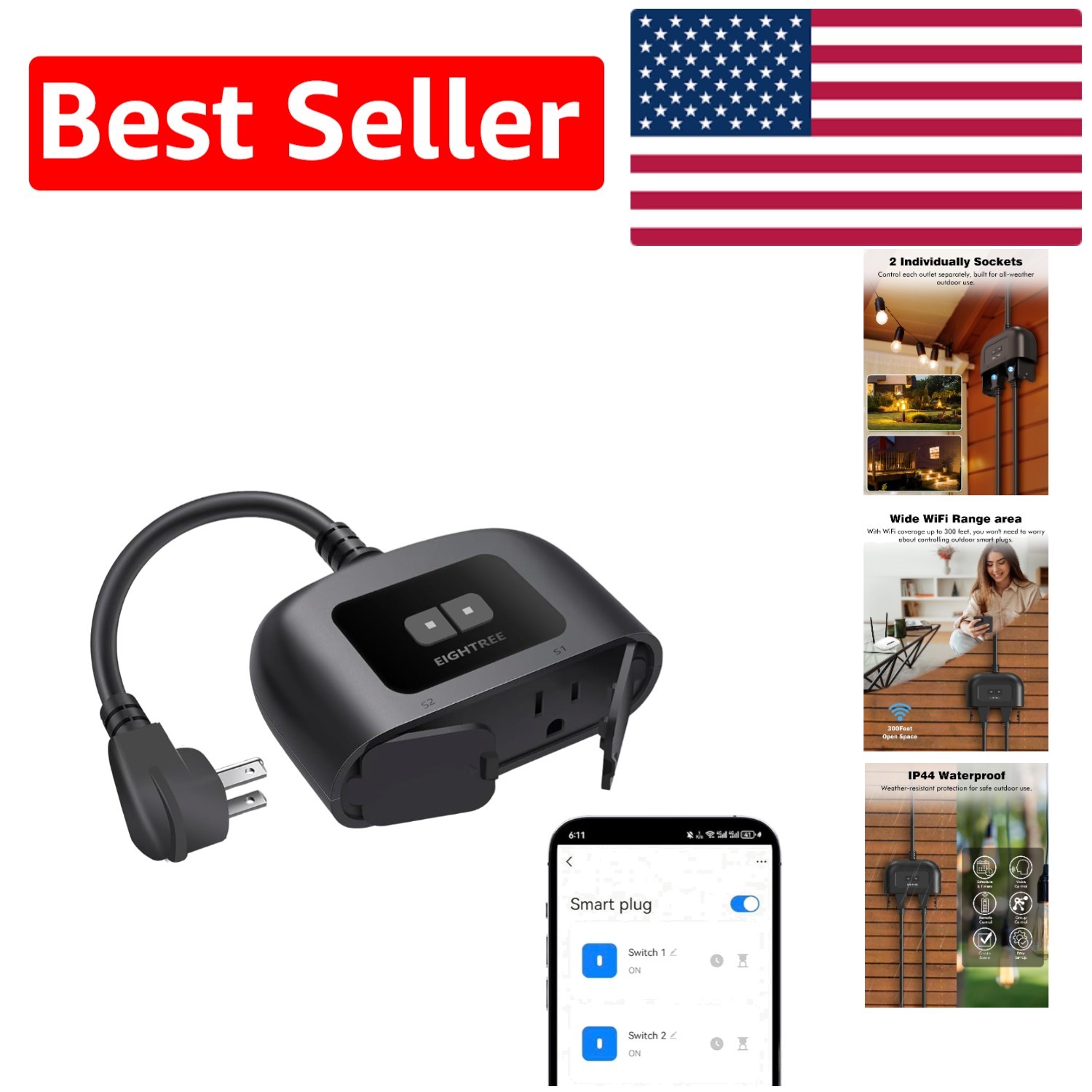 Smart Outdoor Plug with Voice Control - Alexa and Google Assistant Compatible