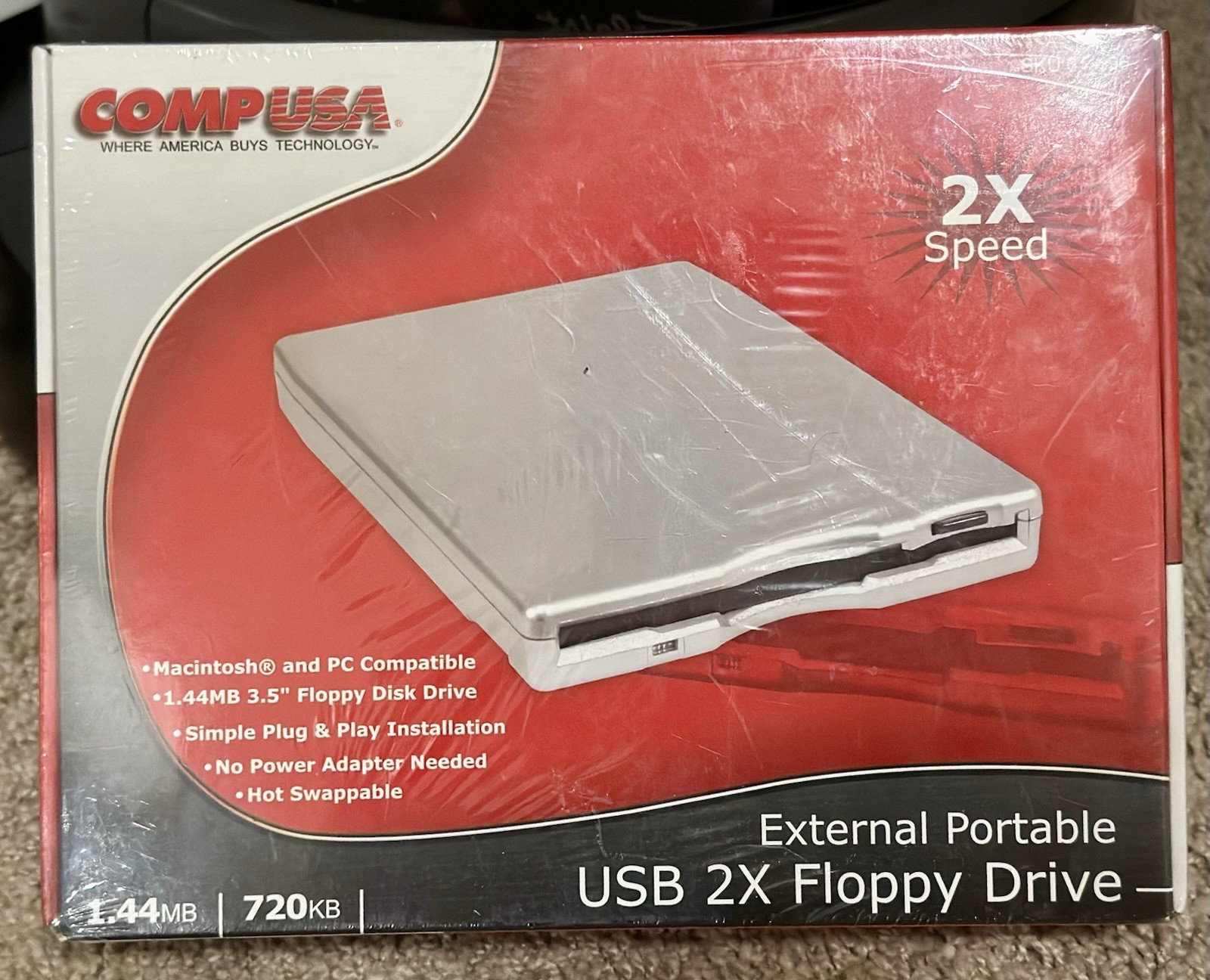 Comp USA USB 2X 3.5" Floppy Drive • External Portable D353FUE-X2 New Sealed NOS