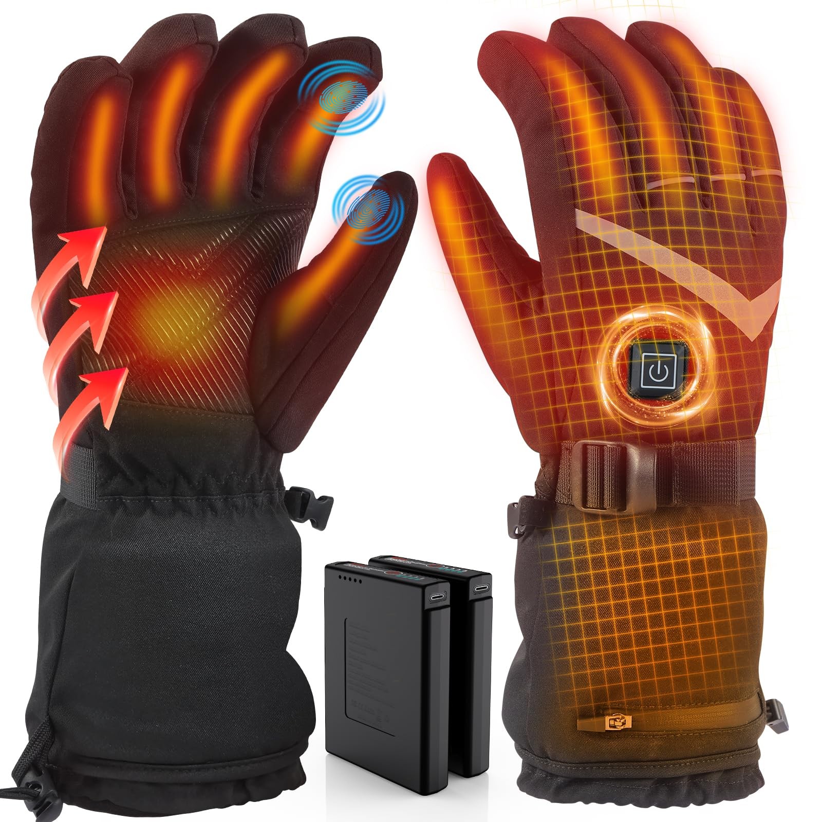 Guantes Calientes Con Calefaccio Para El Frio Recargables 2 Bateria Hombre Mujer