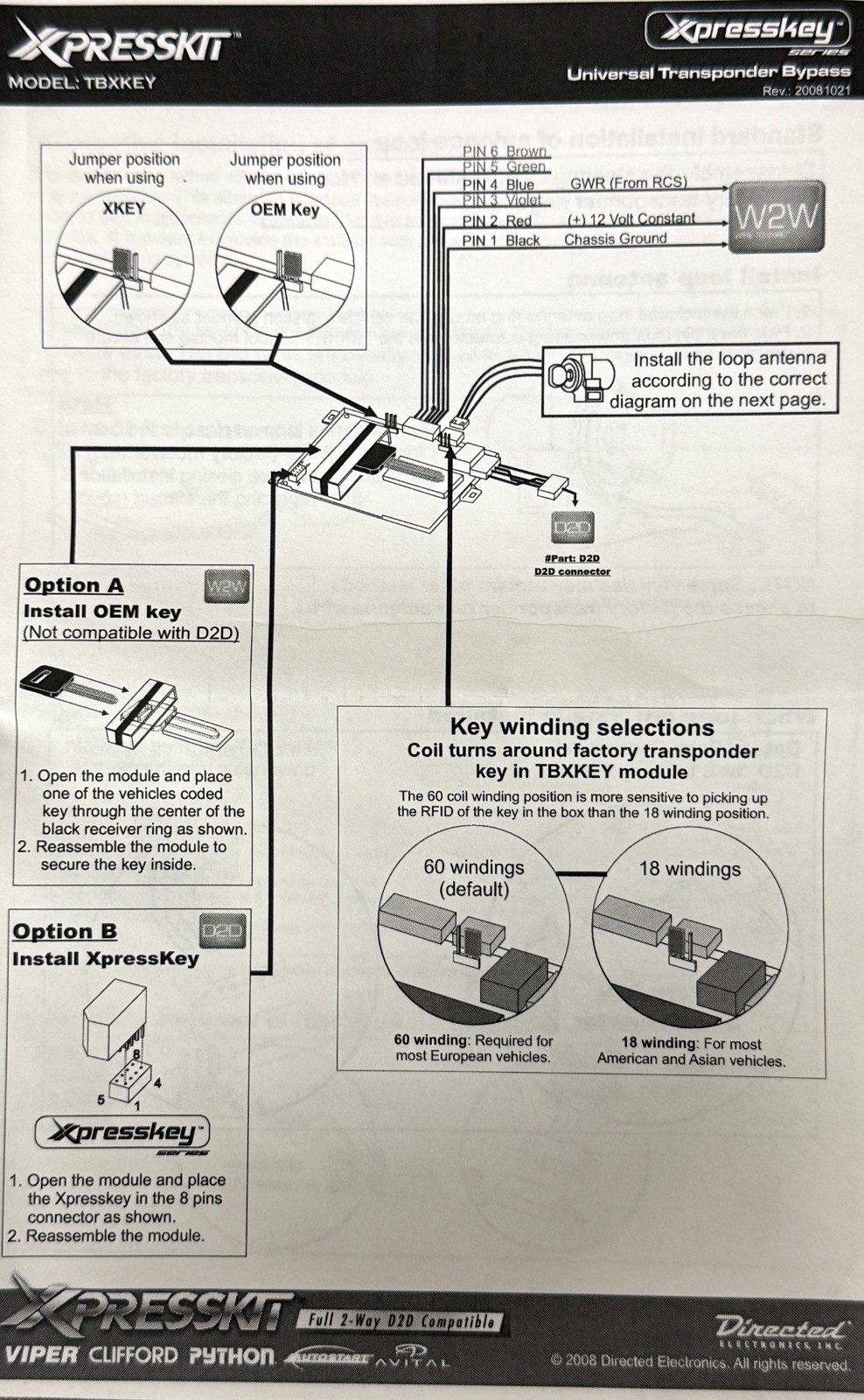 Directed Xpresskit TBXKEY Univ. RF Interface for Door Lock, Alarm, Remote Start