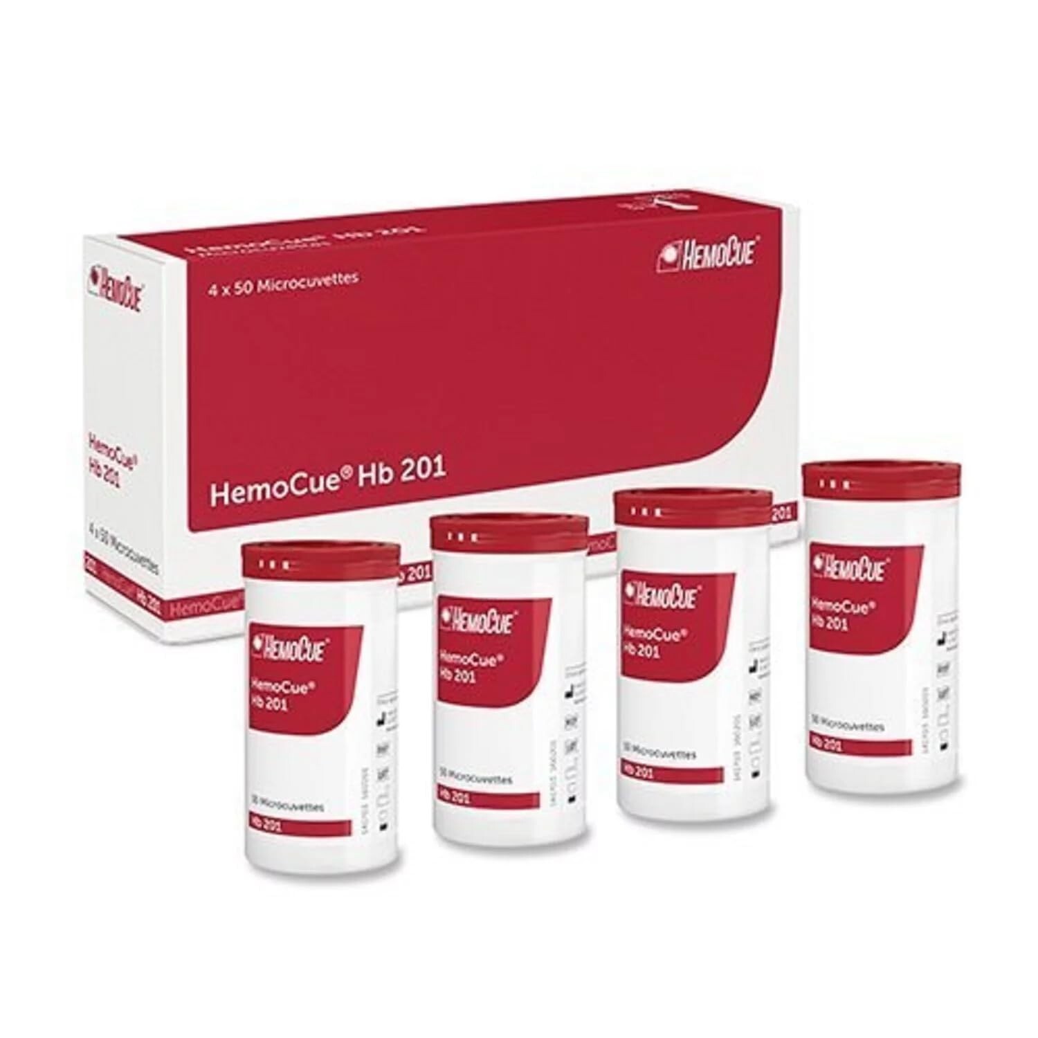 4 x HemoCue Hemoglobin Hb 201 Microcuvettes (50/Bottle) Free Shipping