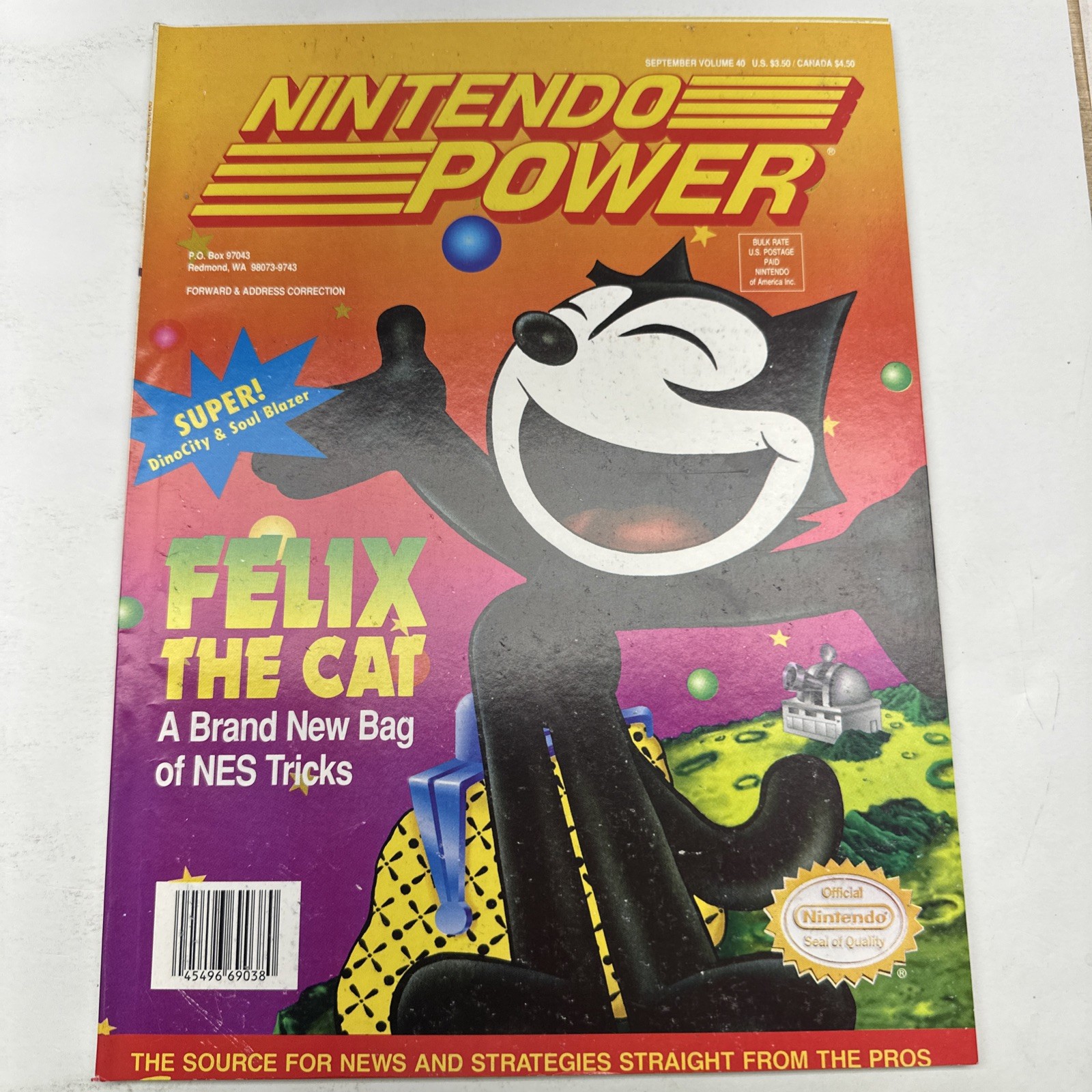 Nintendo Power Magazine #40 September 1992 Felix Cat Spiderman Poster Complete