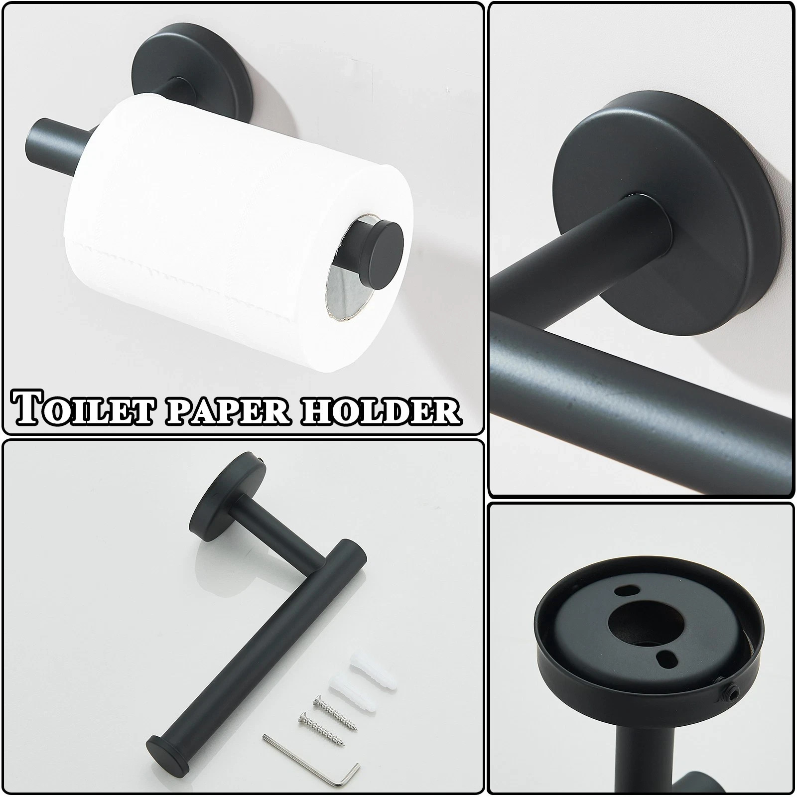 Matte Black 10-Piece Complete Bathroom Accessory Set Towel Bar & Hardware Kit