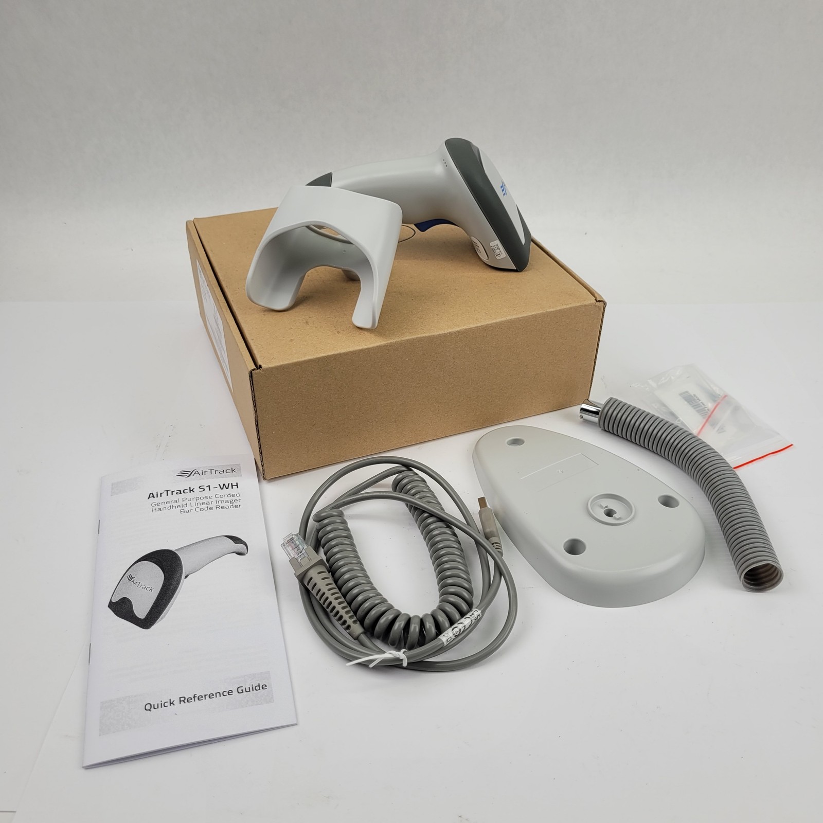 AirTrack S1-0114R1982-WH USB Cable Barcode Scanner Kit, White - NEW