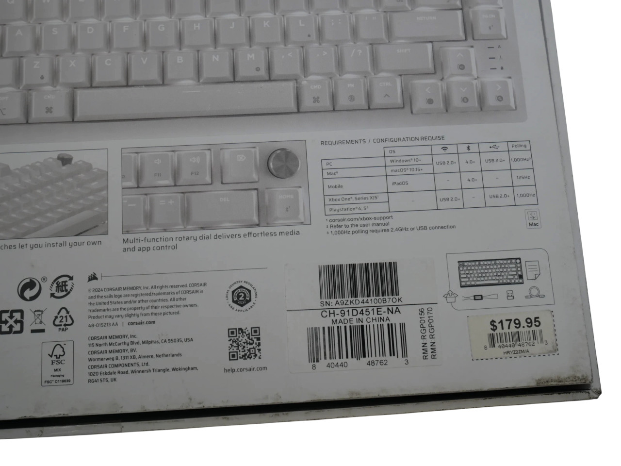 Corsair K65PLUS Wireless Gaming Keyboard for Mac