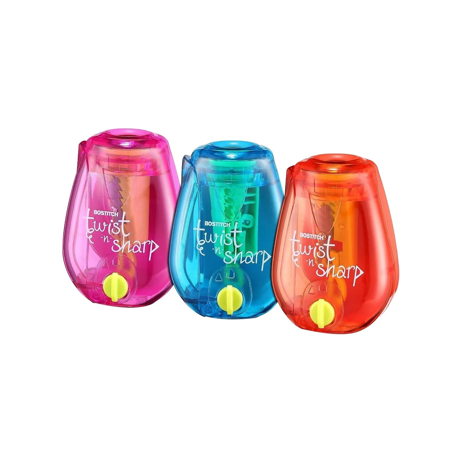Bostitch Office Pencil Sharpener, Twist-N-Sharp, Easy Open 3 Pack, 3-pack