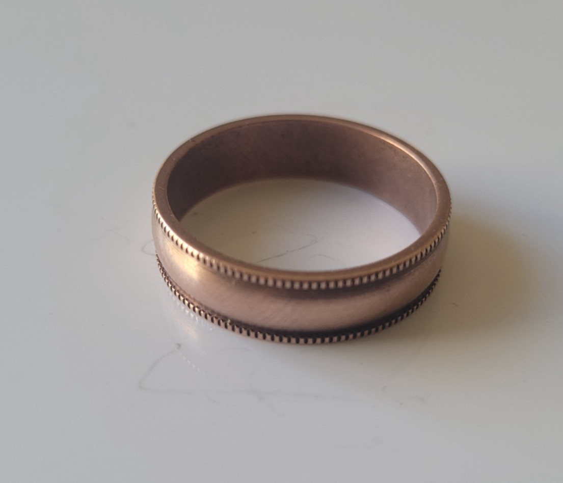 Solid Raw Copper Fluted Edge 6mm Band Ring Arthritis Therapy Pure Copper Ring