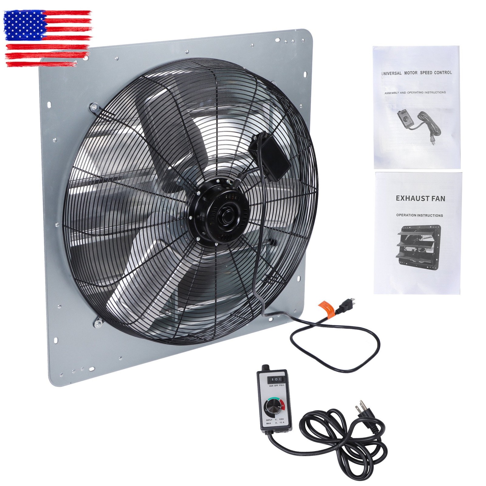 Shutter Exhaust Fan 24 Inch W/ Speed Controller And 1.65M Power Cord 4120CFM