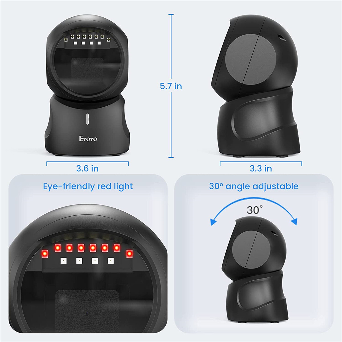 QR 2D Hands-Free Omnidirectional Automatic Sensing USB Desktop Barcode Scanner