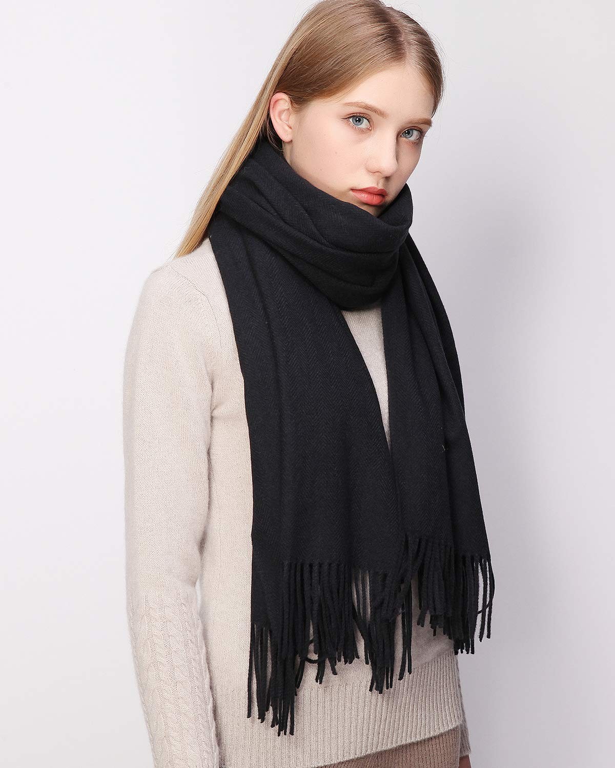 Pashmina Shawls and Wraps for Evening Dresses Black Scarfs for Women Fall Win...