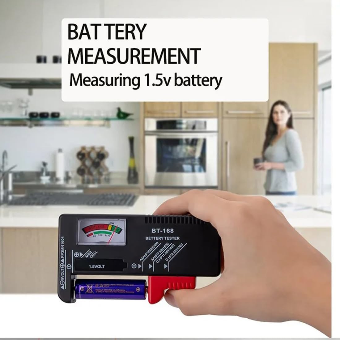 Battery Tester Checker Capacity Display Checkered black