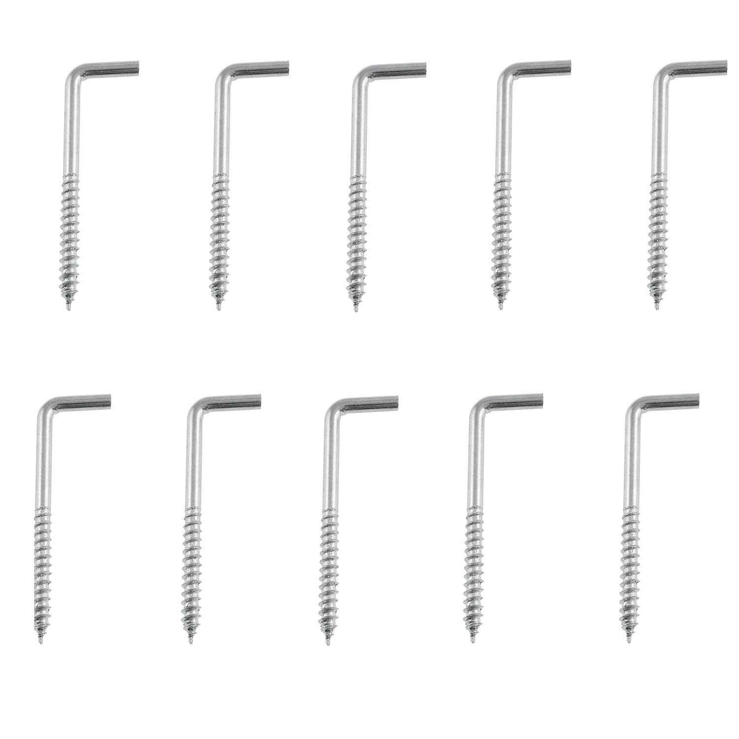 10PCS 70X22mm Silver Carbon Steel Metal Right Angle Hook 7-Shaped Screw Hook