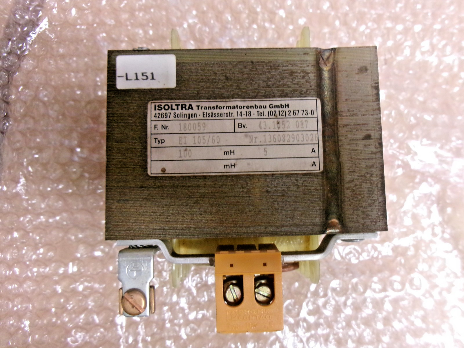 Isoltra Transformer Typ: EI 105/60