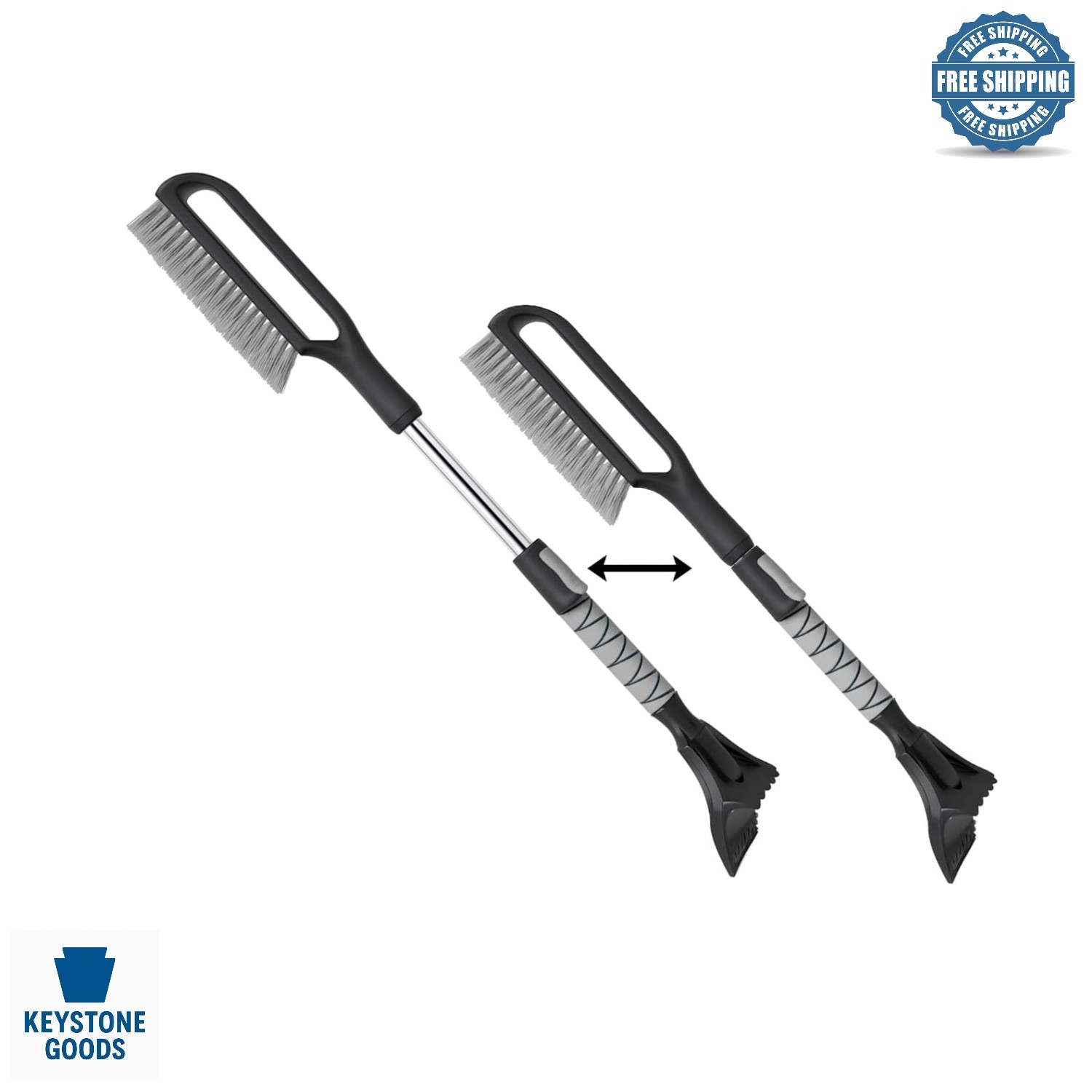 34.5-Inch Extendable Snow & Ice Car Snow Scraper with Foam Grip
