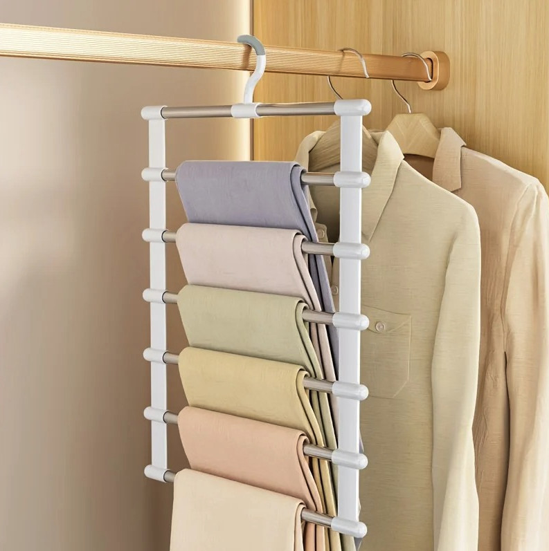 1pc Multi Layer Pants Hanger Rack Space Saving Closet Organizer - NEW