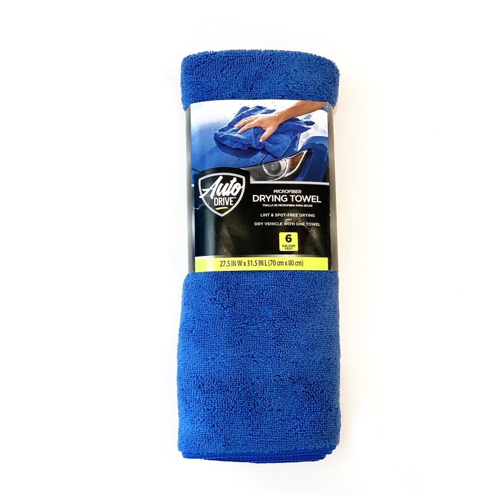 Auto Drive Large Microfiber Car Drying Towel 6SQFT, Super Absorbent, Blue..