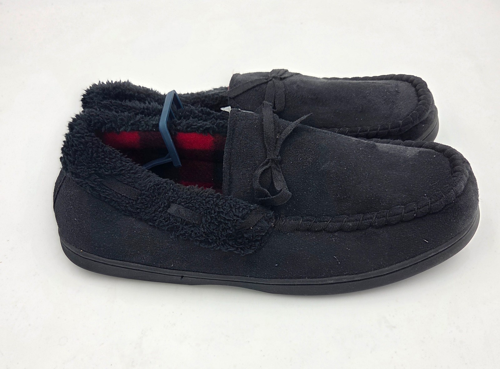 NWT Mens Slippers Moccasins Urban Pipeline Faux Suede Black Large Fits 10-11