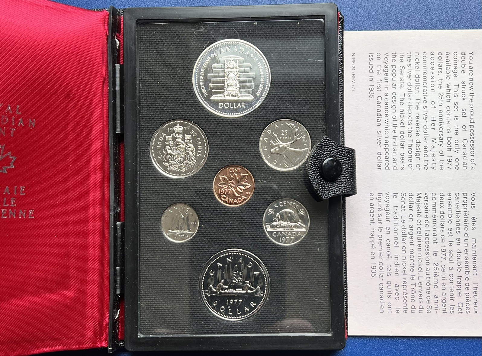 Canada 1977 Proof-like Coin Set from 1 Cent to $1 Silver Dollar Info Card Cased