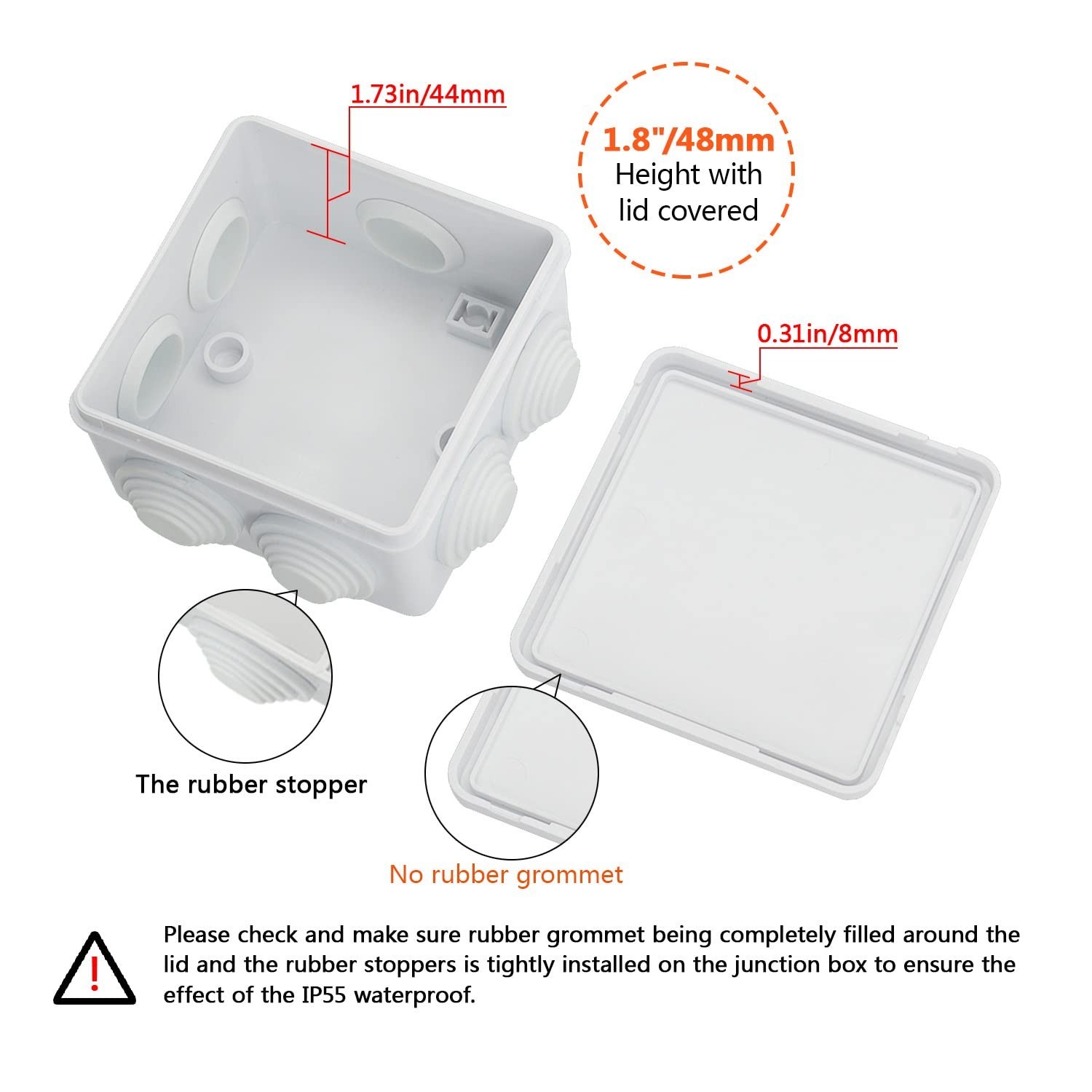 LeMotech ABS Plastic Dustproof Water Resistant IP55 Junction Box Universal El...