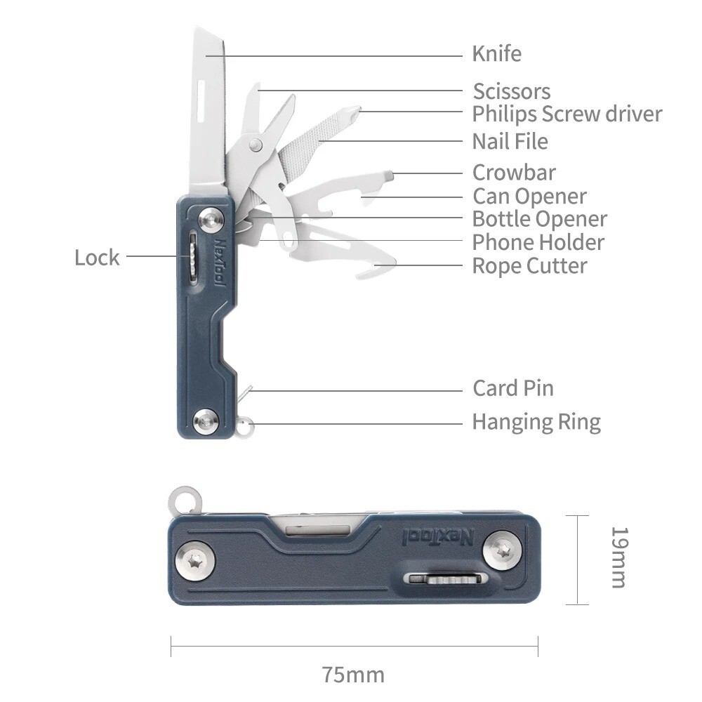 Nextool 10 in 1 Tools Multifunction Unpack Knife Scissors Screwdriver Folding