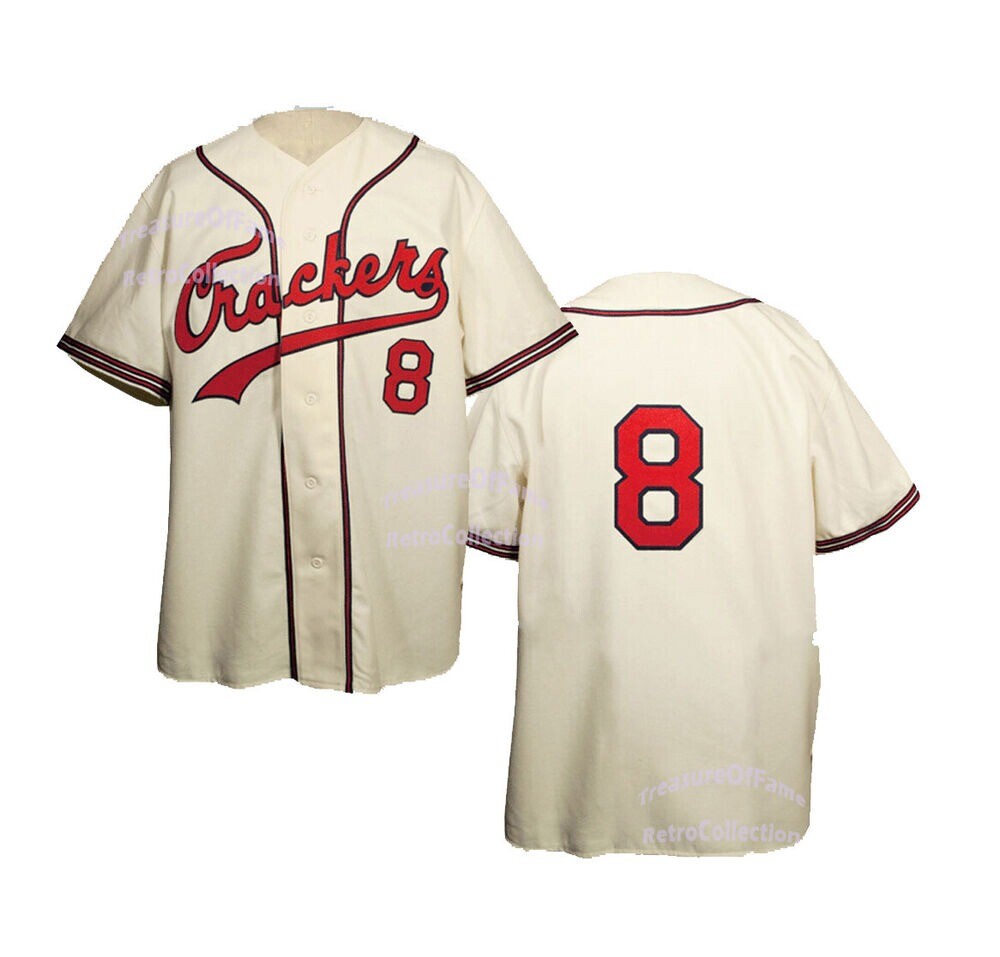 Throwback 90's Atlanta #8 Jersey Cracker Custom Youth/Men Sewn Name Beige S-6XL