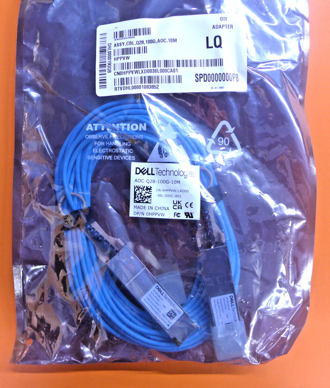 NEW Dell EMC QSFP28 100GbE 10M Cable Assembly HPPVW