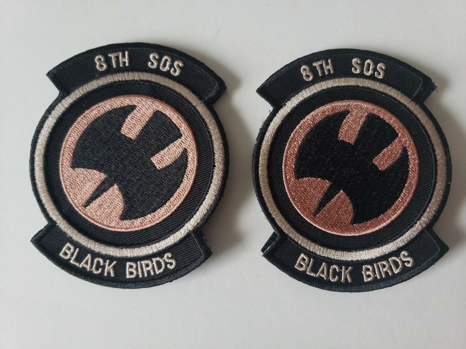2 BLACK BIRDS 8th SOS Special Operations Squadron USAF Patch Vel. Back NEW