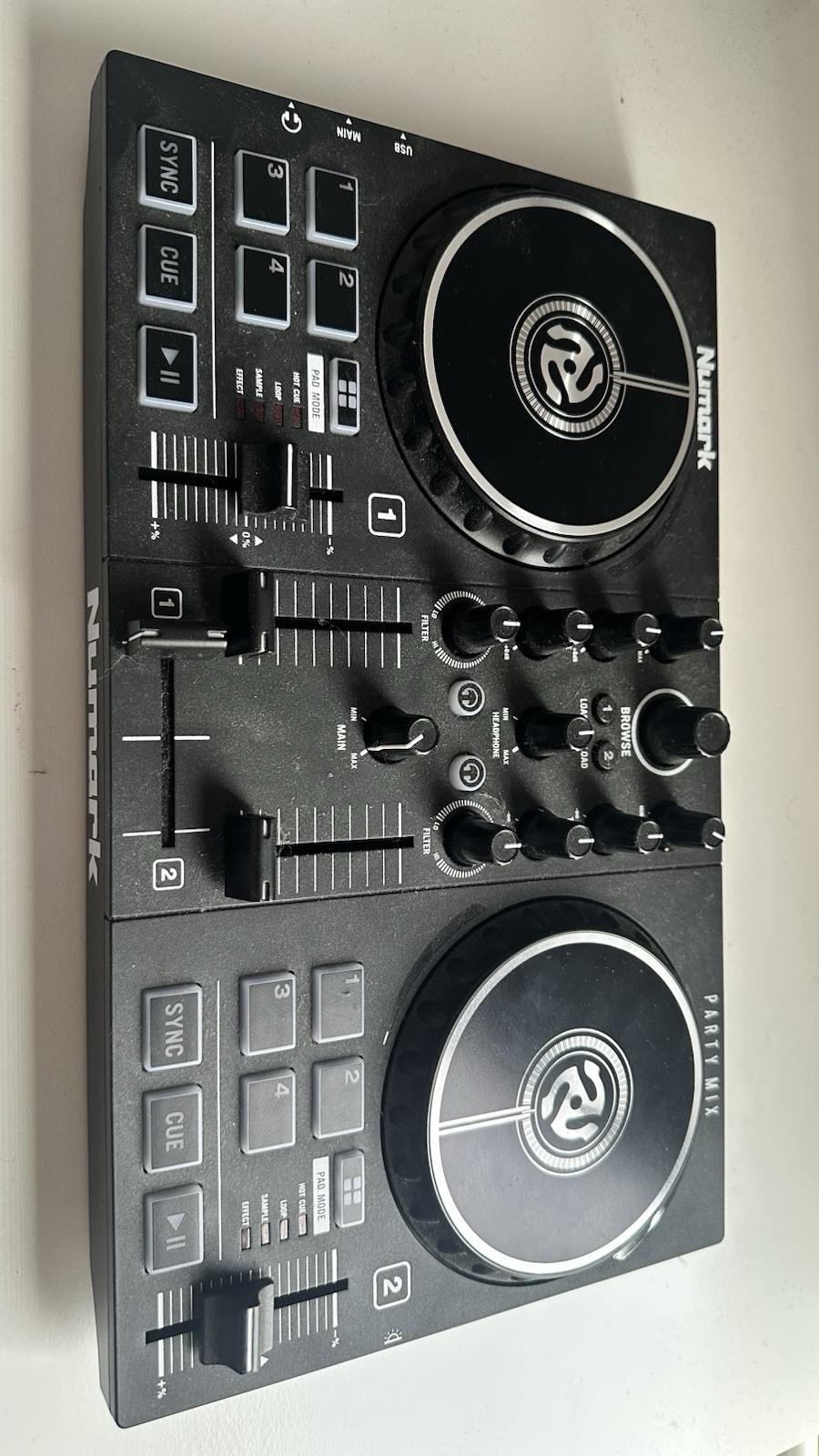Numark Party Mix DJ Controller with Speakers, 2 Decks, Mixer, Party Lights
