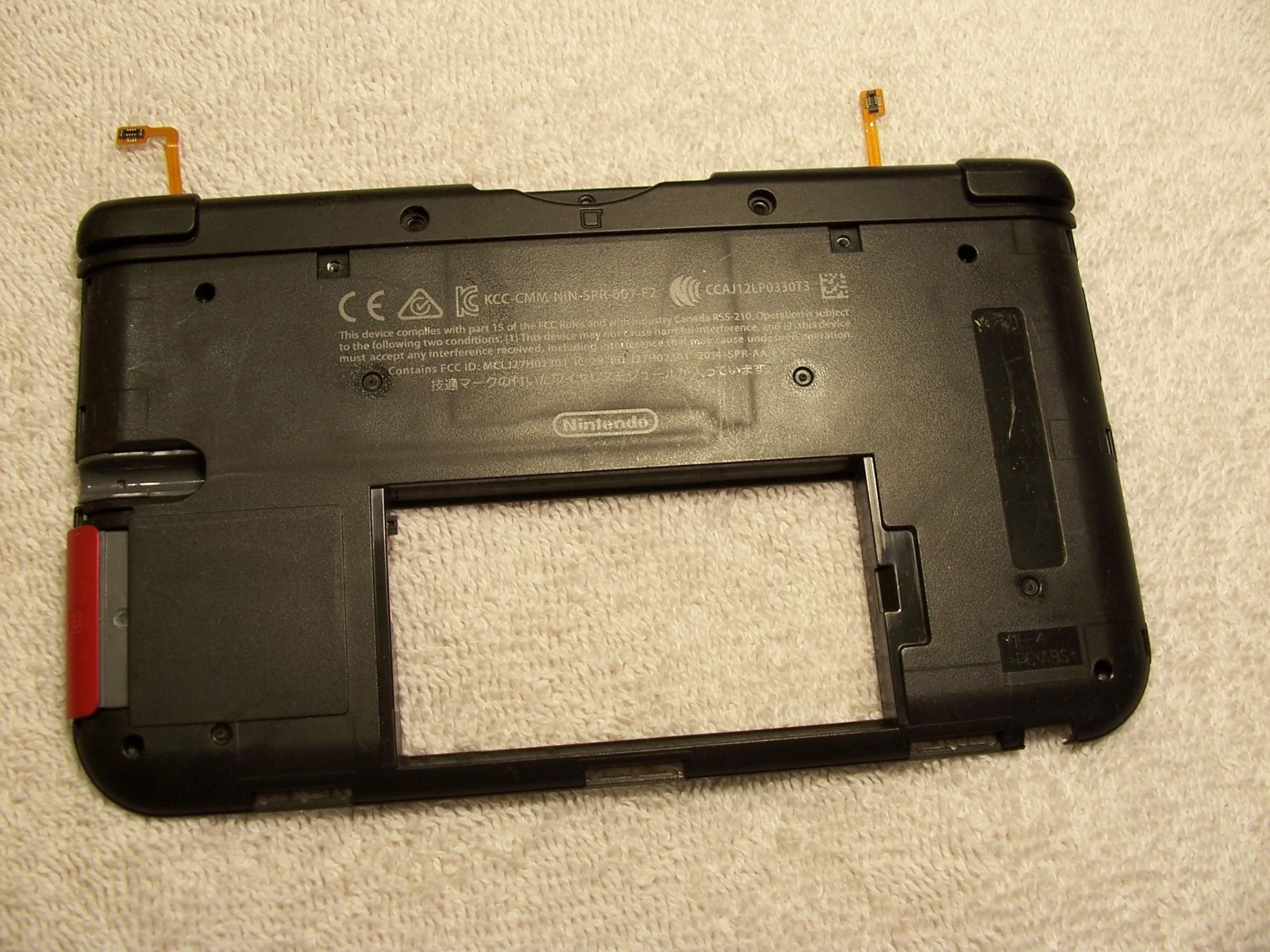 Nintendo 3DS XL Replacement Repair Part Bottom Battery Plate R&L Flex Cable Red