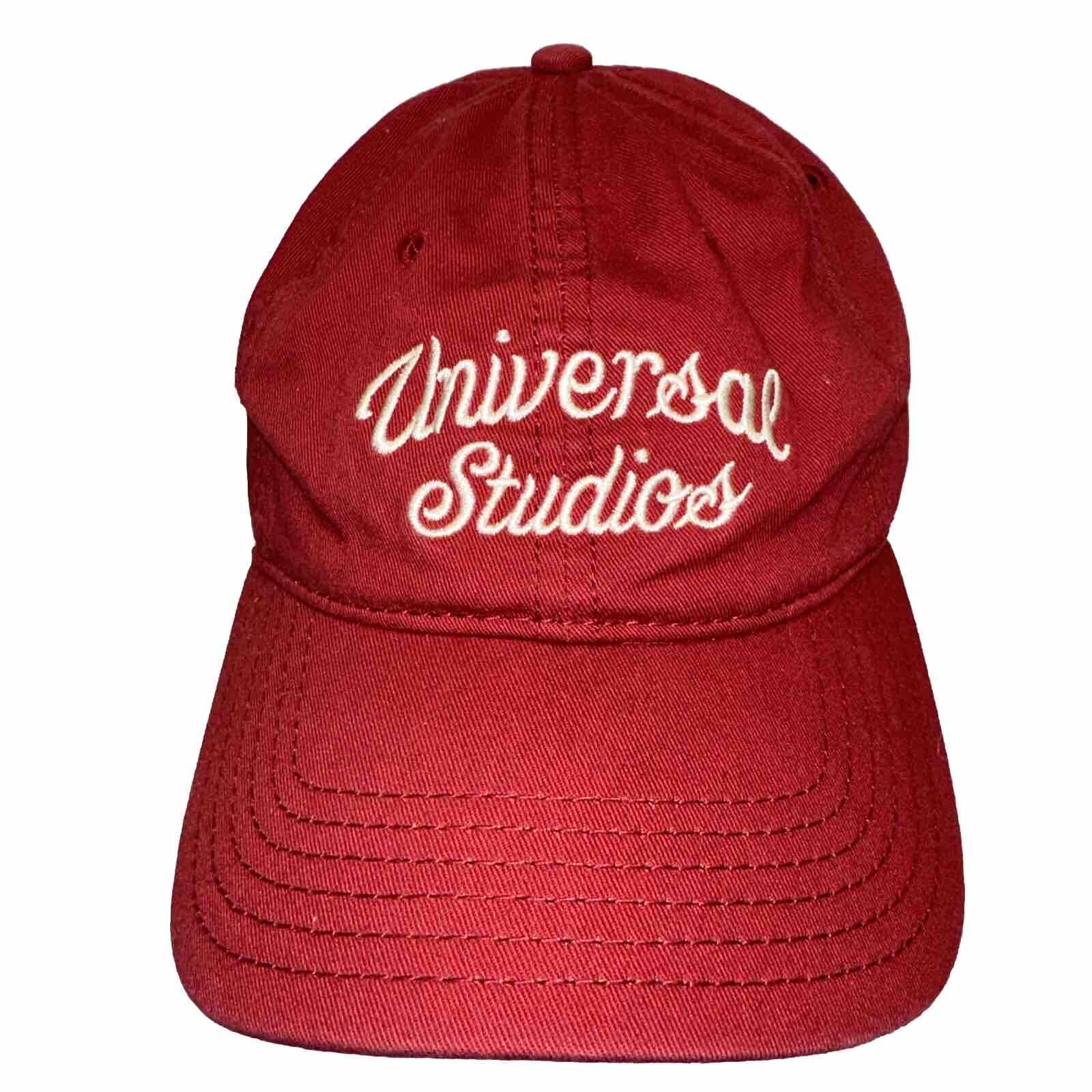 Universal Studios Maroon w White Script Hat Cap Dotted Under Bill Hook and Loop