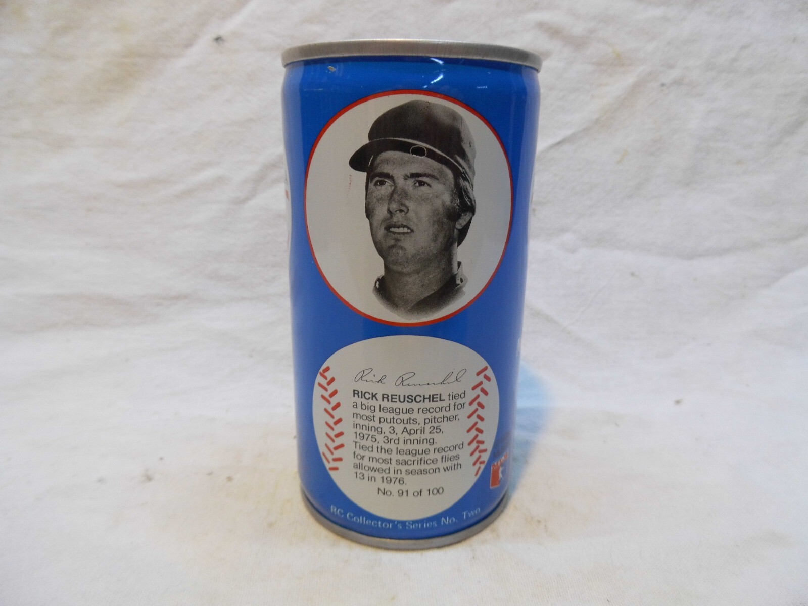 ROYAL CROWN RC COLA BASEBALL C/S SODA CAN~RICK REUSCHEL #91/100