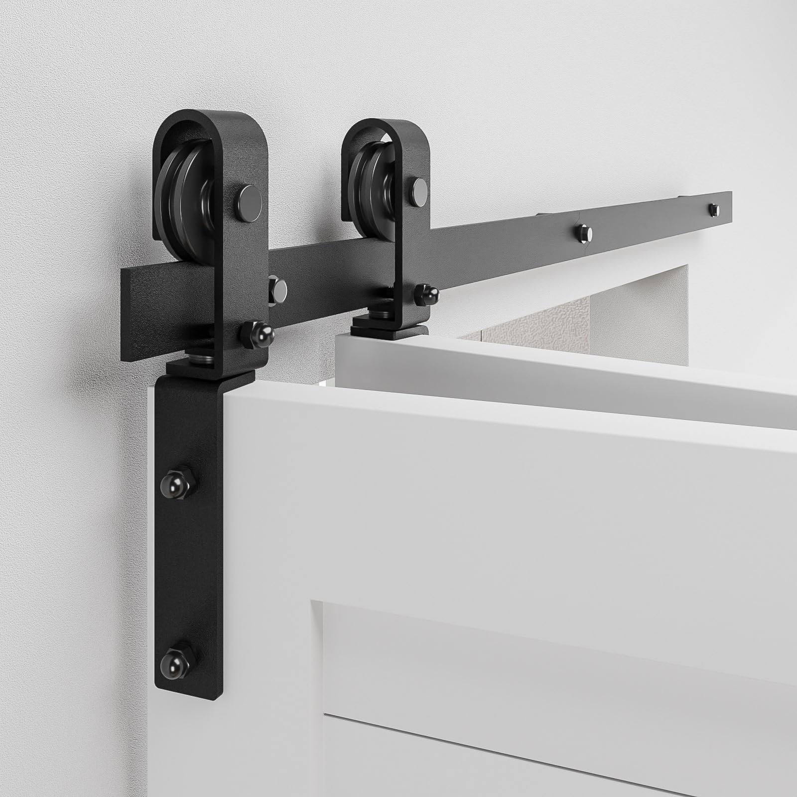 BONIKLUBA 36" Bi-Folding Sliding Barn Door Hardware for 2 Doors, Black
