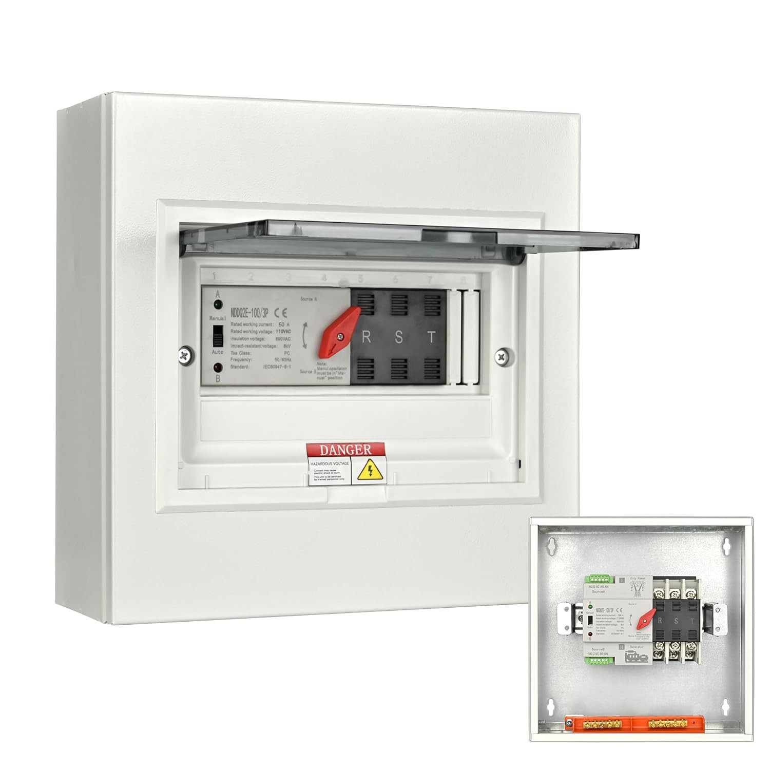 Automatic Transfer Switch, 50 Amp 3 Pole Auto Transfer Switch for Home Generator