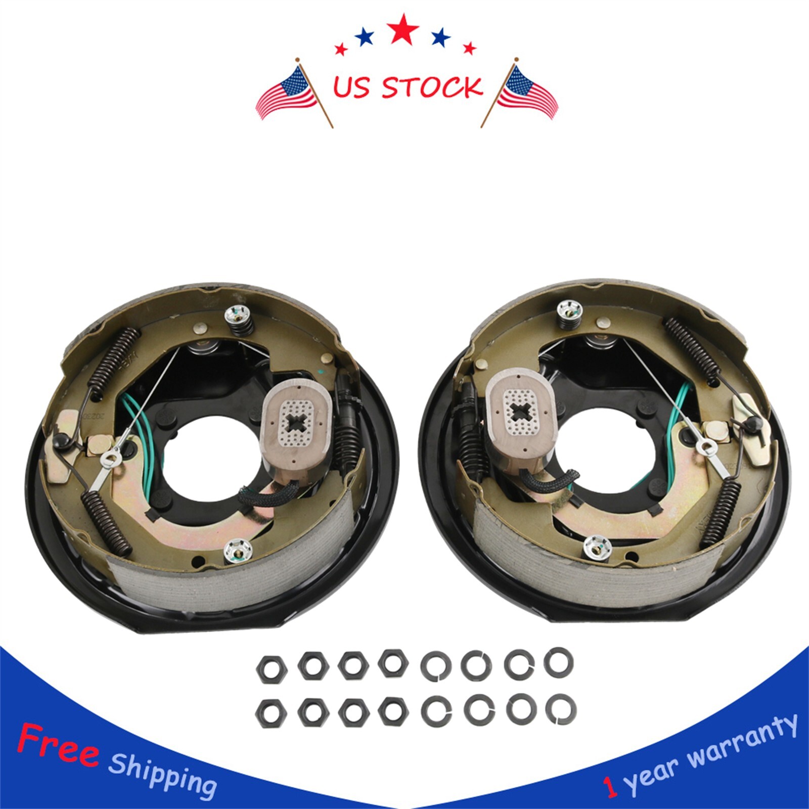 NEW Left & Right Assembly Electric Trailer Brake 10" x 2-1/4" Self-Adjusting Set