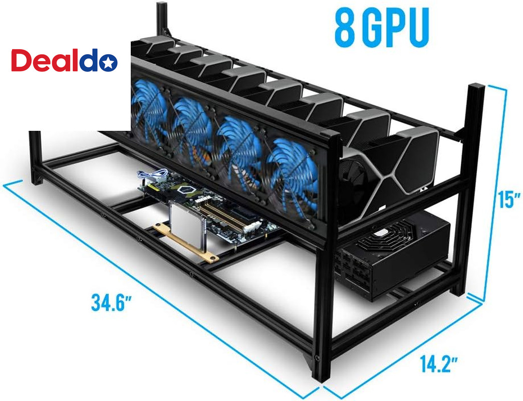 8 GPU Miner Rig Case Frame – Premium Stackable Aluminum Mining Rig Enclosure for